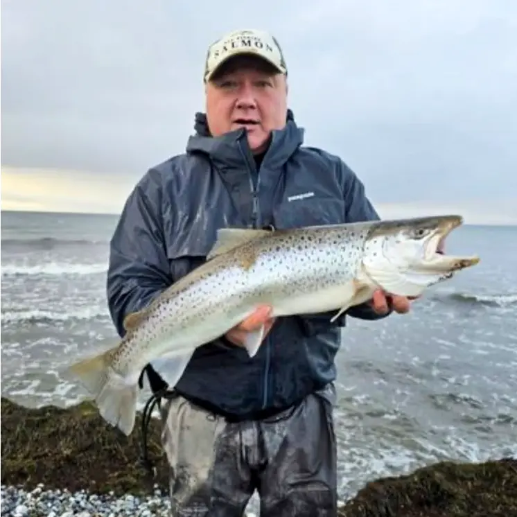 Jesper Barsholm with a sea trout from a guided trip in Skåne